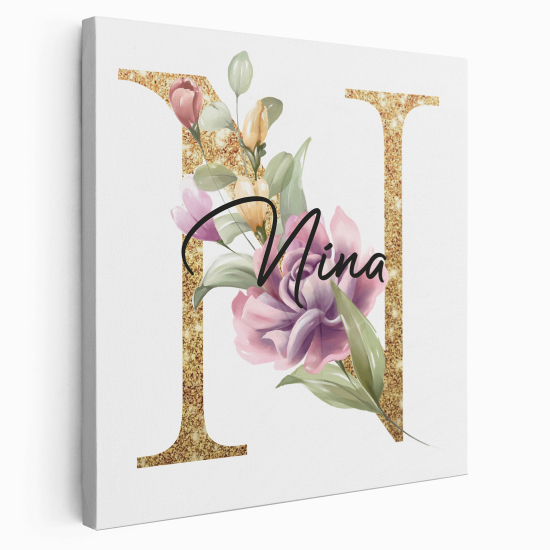 Personalized Monogram canvas print - Letter N