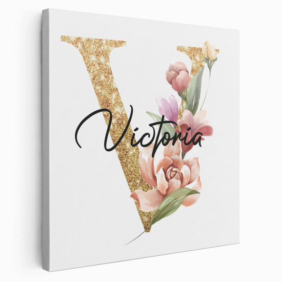 Personalized Monogram canvas print - Letter V