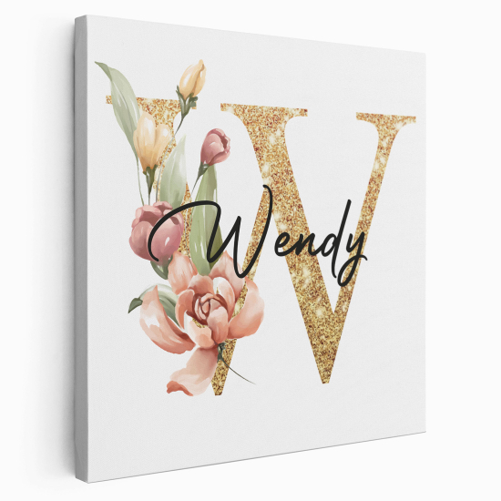 Personalized Monogram canvas print - Letter W