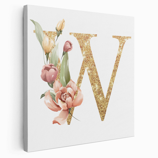 Personalized Monogram canvas print - Letter W