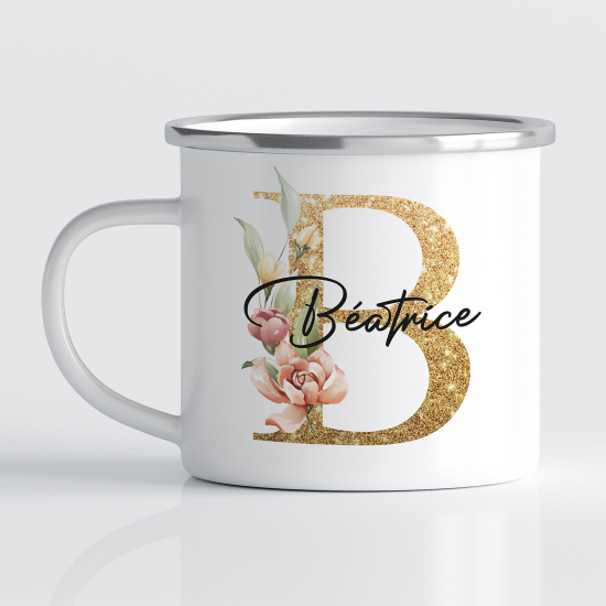 Personalized Monogram Enamel Mug - Letter B