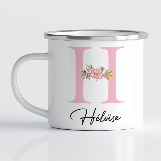 Personalized Monogram Enamel Mug - Letter H