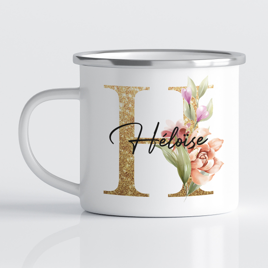 Personalized Monogram Enamel Mug - Letter H