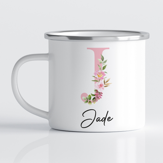 Personalized Monogram Enamel Mug - Letter J