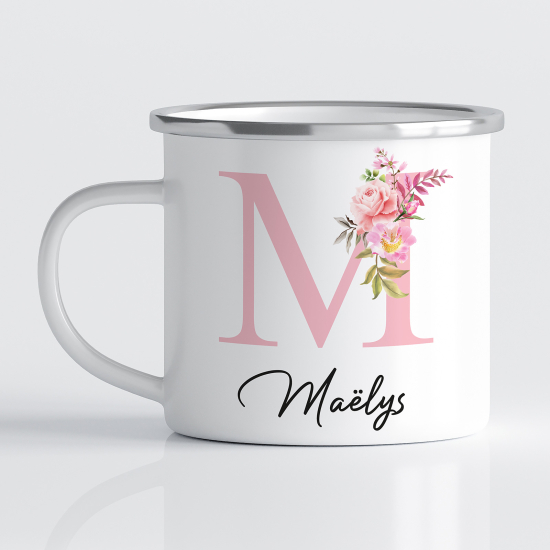 Personalized Monogram Enamel Mug - Letter M