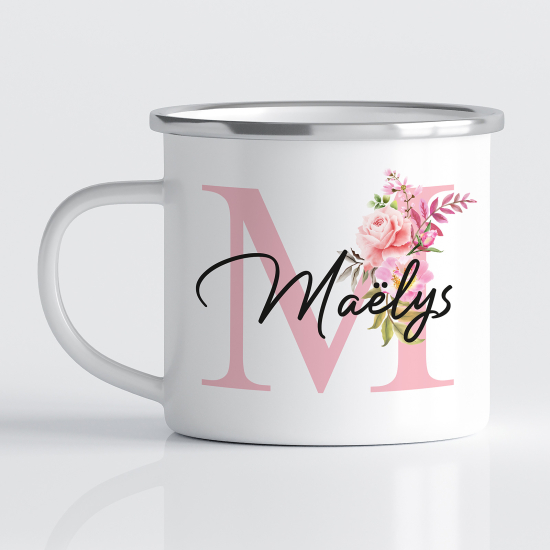 Personalized Monogram Enamel Mug - Letter M