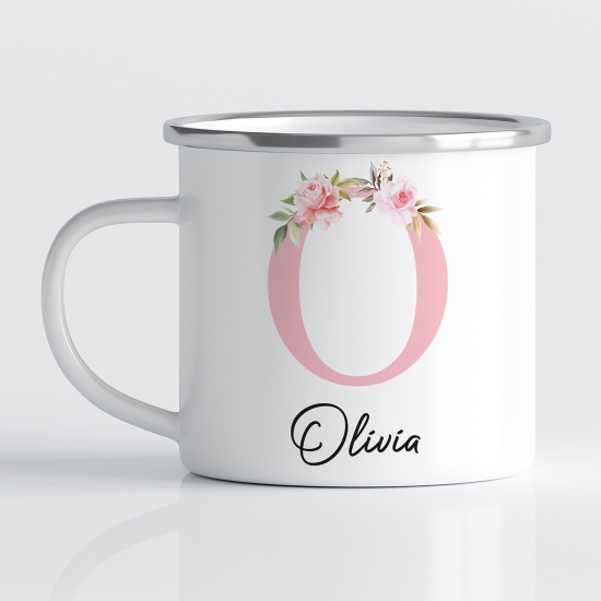 Personalized Monogram Enamel Mug - Letter O