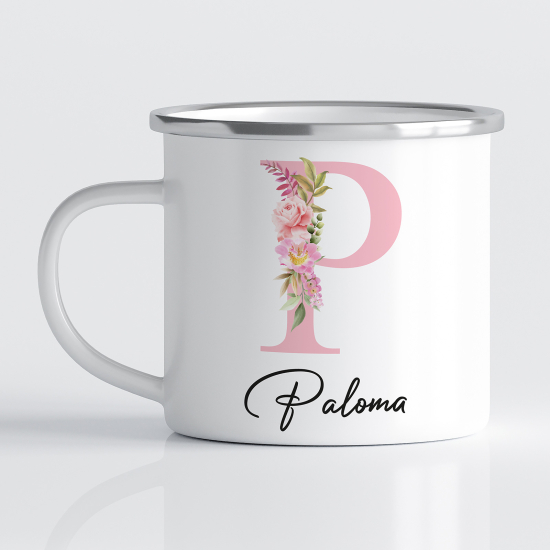 Personalized Monogram Enamel Mug - Letter P