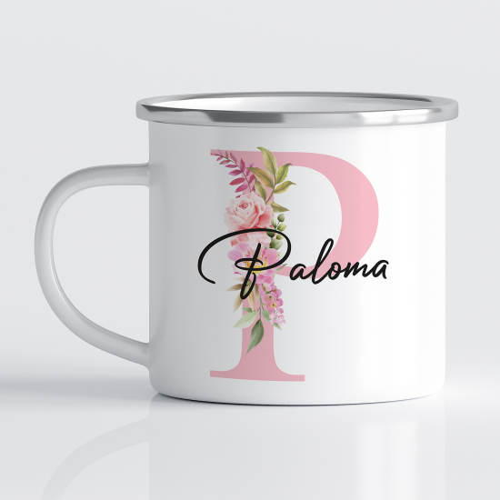 Personalized Monogram Enamel Mug - Letter P