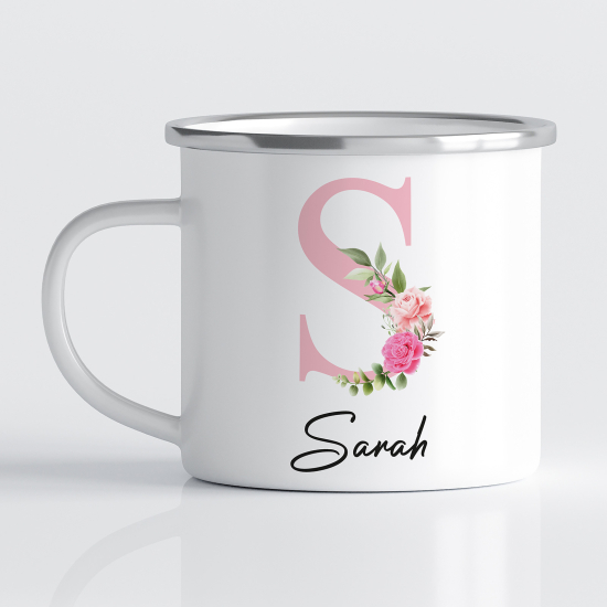 Personalized Monogram Enamel Mug - Letter S