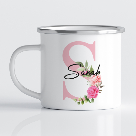 Personalized Monogram Enamel Mug - Letter S