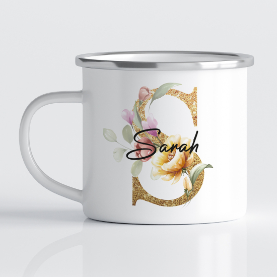 Personalized Monogram Enamel Mug - Letter S