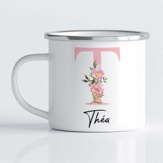 Personalized Monogram Enamel Mug - Letter T