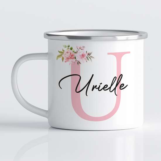 Personalized Monogram Enamel Mug - Letter U