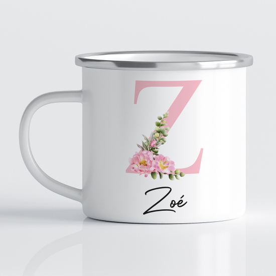 Personalized Monogram Enamel Mug - Letter Z