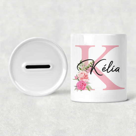 Personalized Monogram Kids / Children's Piggy Bank - K