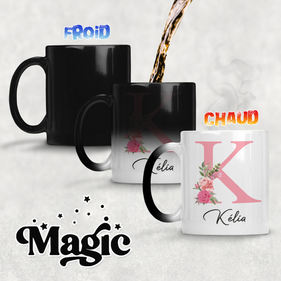 Personalized Monogram Magic Mug - Letter K