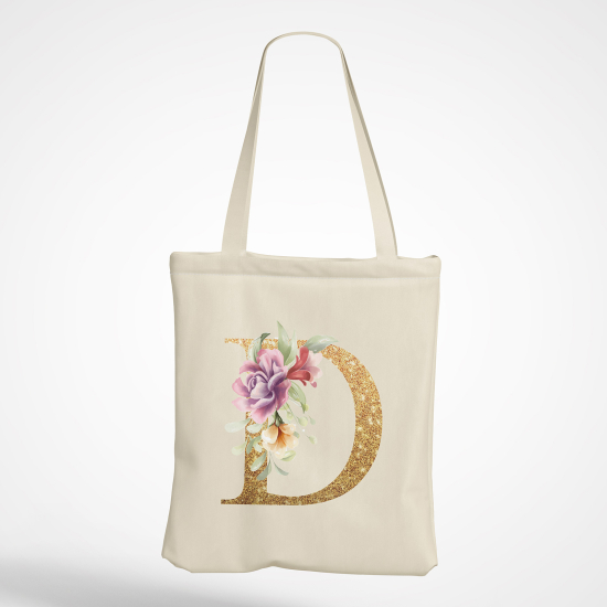 Personalized Monogram Tote Bag - Letter D