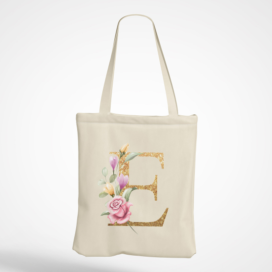 Personalized Monogram Tote Bag - Letter E