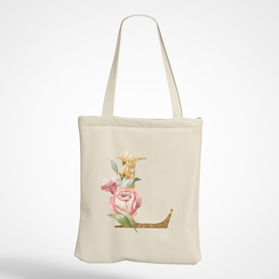 Personalized Monogram Tote Bag - Letter L