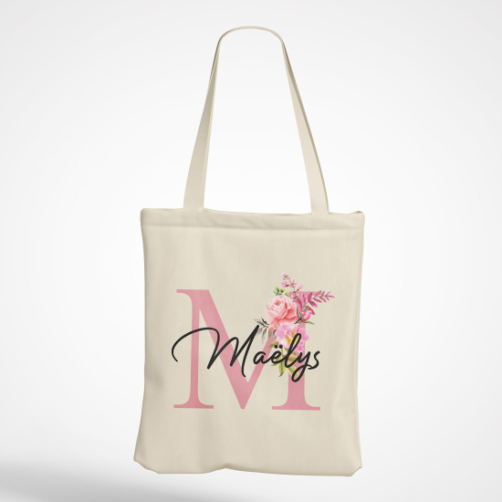 Personalized Monogram Tote Bag - Letter M