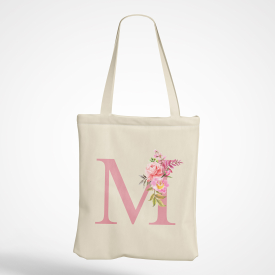 Personalized Monogram Tote Bag - Letter M