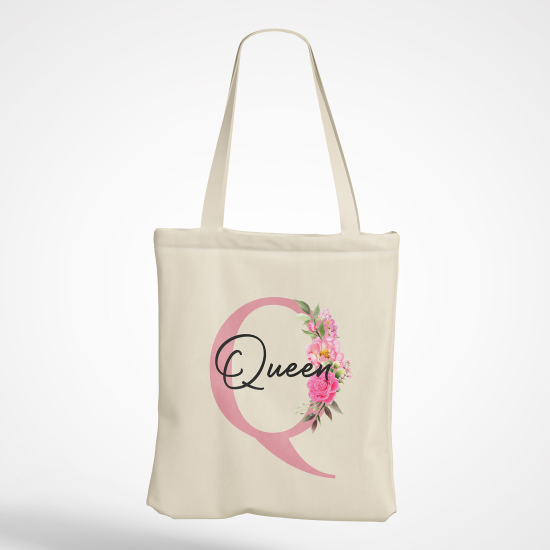 Personalized Monogram Tote Bag - Letter Q