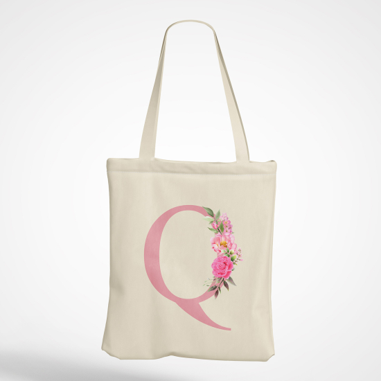 Personalized Monogram Tote Bag - Letter Q