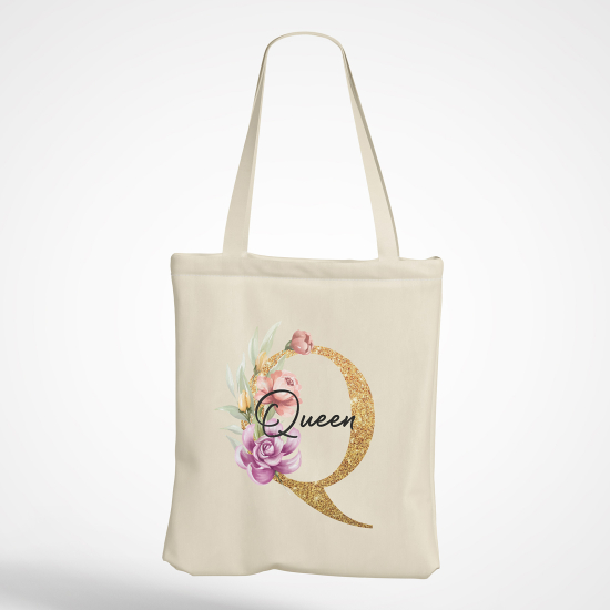 Personalized Monogram Tote Bag - Letter Q