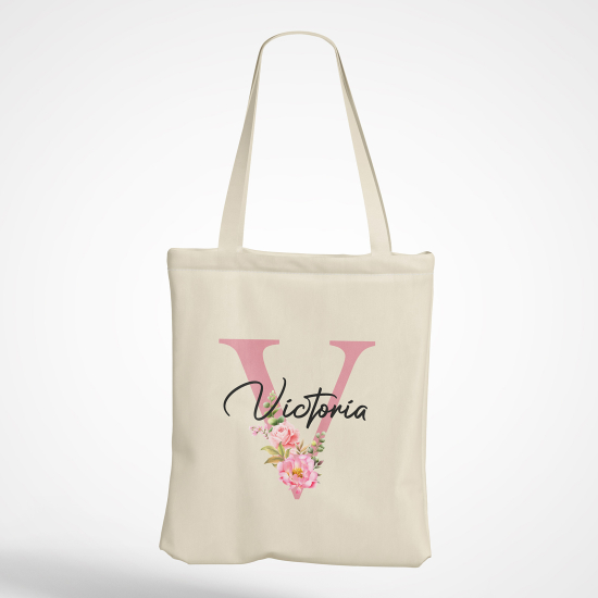 Personalized Monogram Tote Bag - Letter V