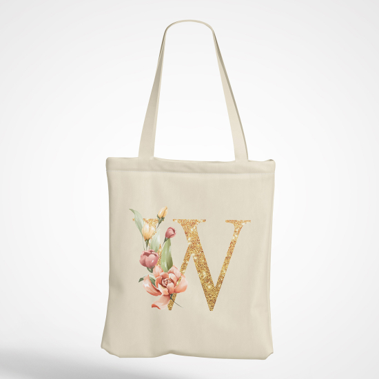 Personalized Monogram Tote Bag - Letter W