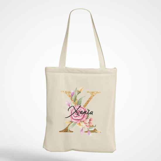 Personalized Monogram Tote Bag - Letter X