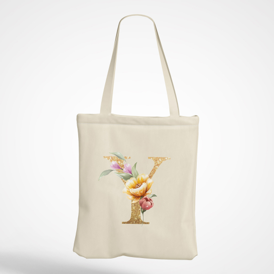 Personalized Monogram Tote Bag - Letter Y