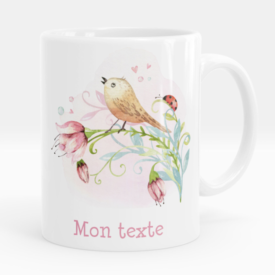 Personalized Mug - Bird flowers