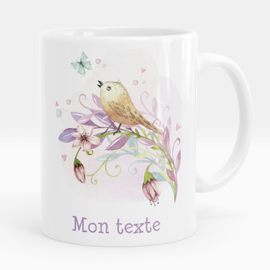 Personalized Mug - Bird flowers