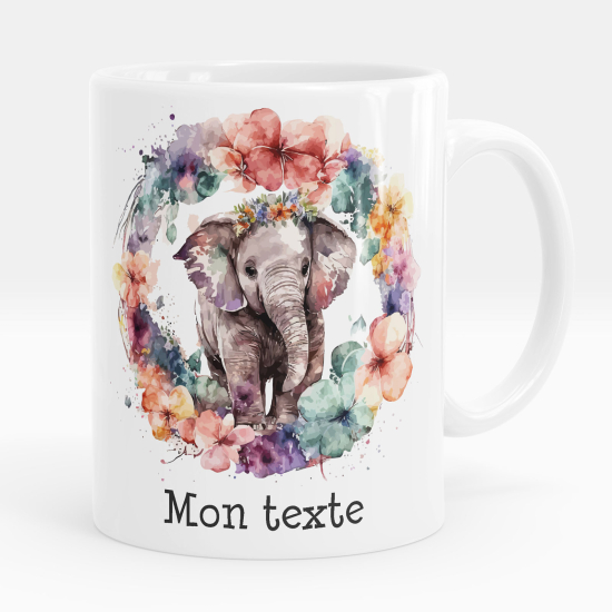 Personalized Mug - Elephant flowers