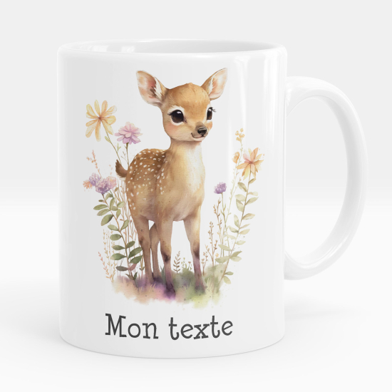 Personalized Mug - Fawn flowers