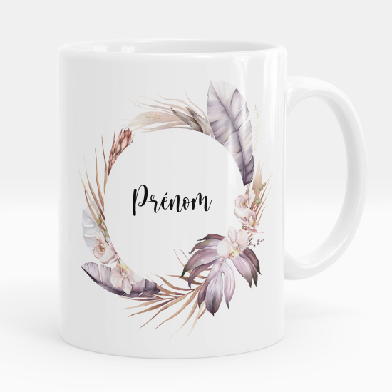 Personalized Mug - Feather flowers