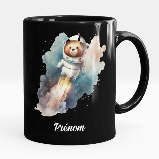 Personalized Mug - Full Black - Astronaut Bear