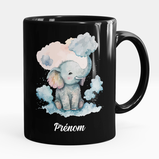 Personalized Mug - Full Black - Elephant