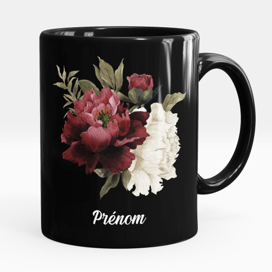 Personalized Mug - Full Black - Flowers