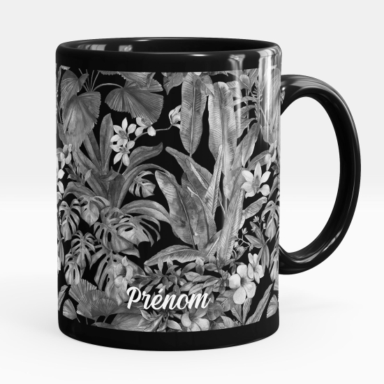 Personalized Mug - Full Black - Flowers