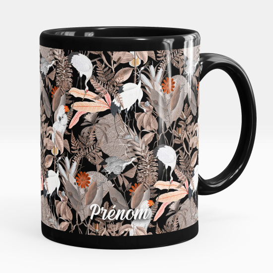 Personalized Mug - Full Black - Flowers