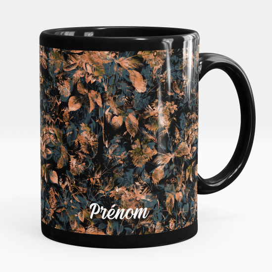 Personalized Mug - Full Black - Flowers