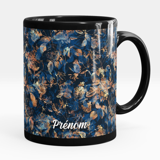 Personalized Mug - Full Black - Flowers