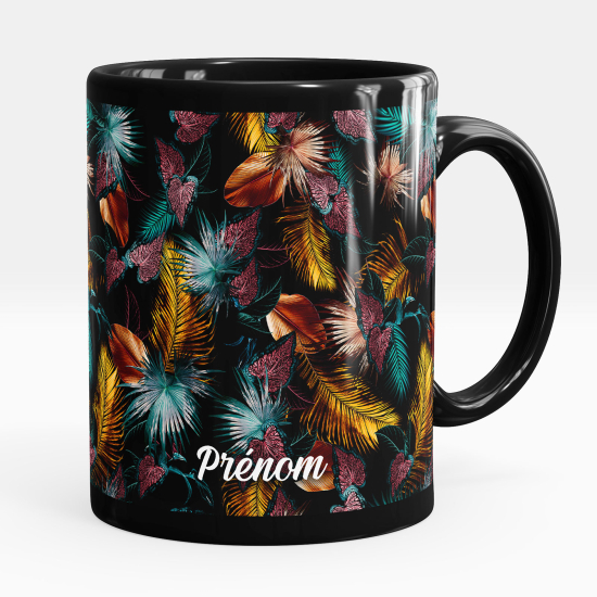 Personalized Mug - Full Black - Flowers