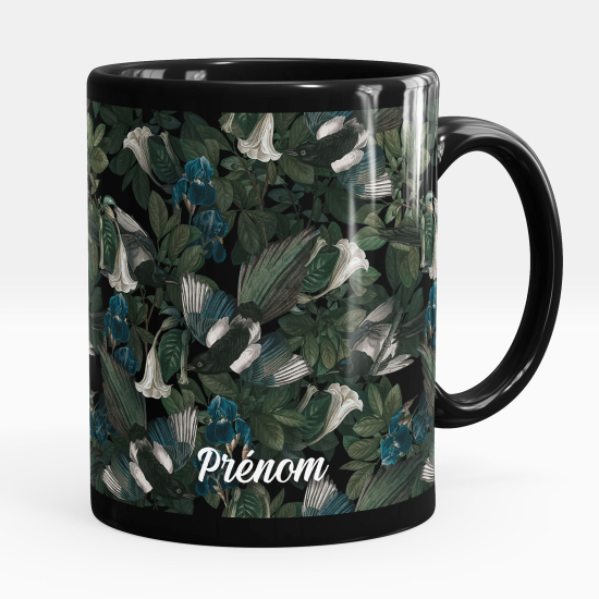 Personalized Mug - Full Black - Flowers