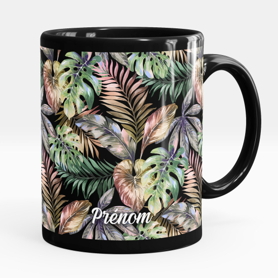 Personalized Mug - Full Black - Flowers