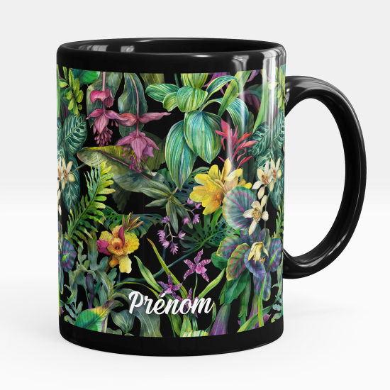 Personalized Mug - Full Black - Flowers