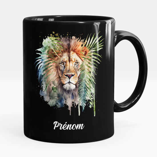 Personalized Mug - Full Black - Lion